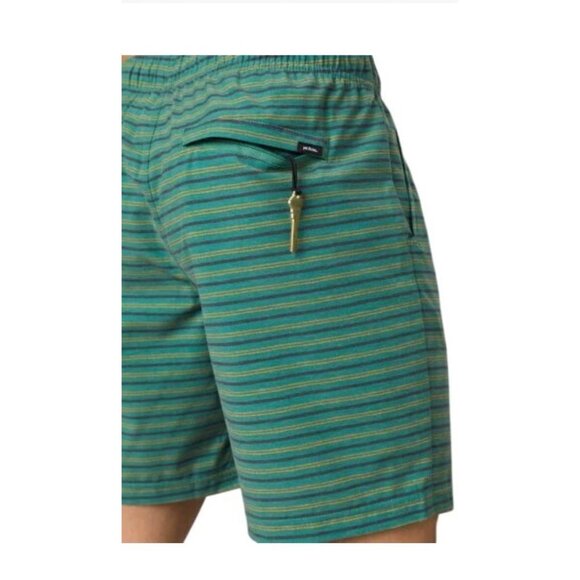 PrAna Metric E-Waist Board/Swim Short Cove Stripe Mens SM/08 Standard Stretch - Picture 3 of 10